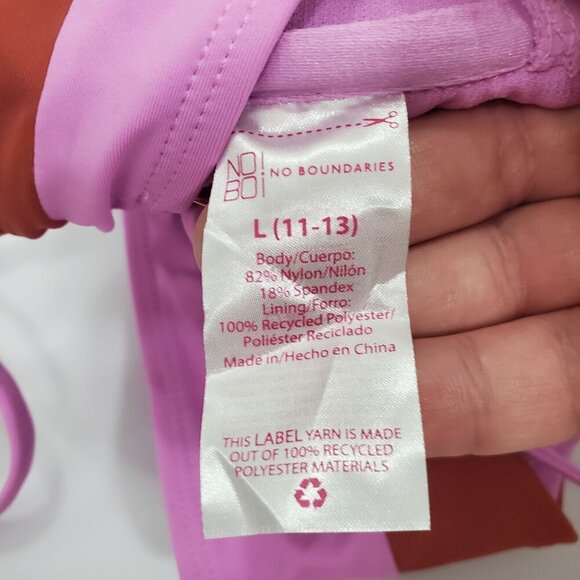 No Boundaries Junior's Pink Rust Twist Front Adjustable Strap Lace Back Bikini L - Picture 3 of 6